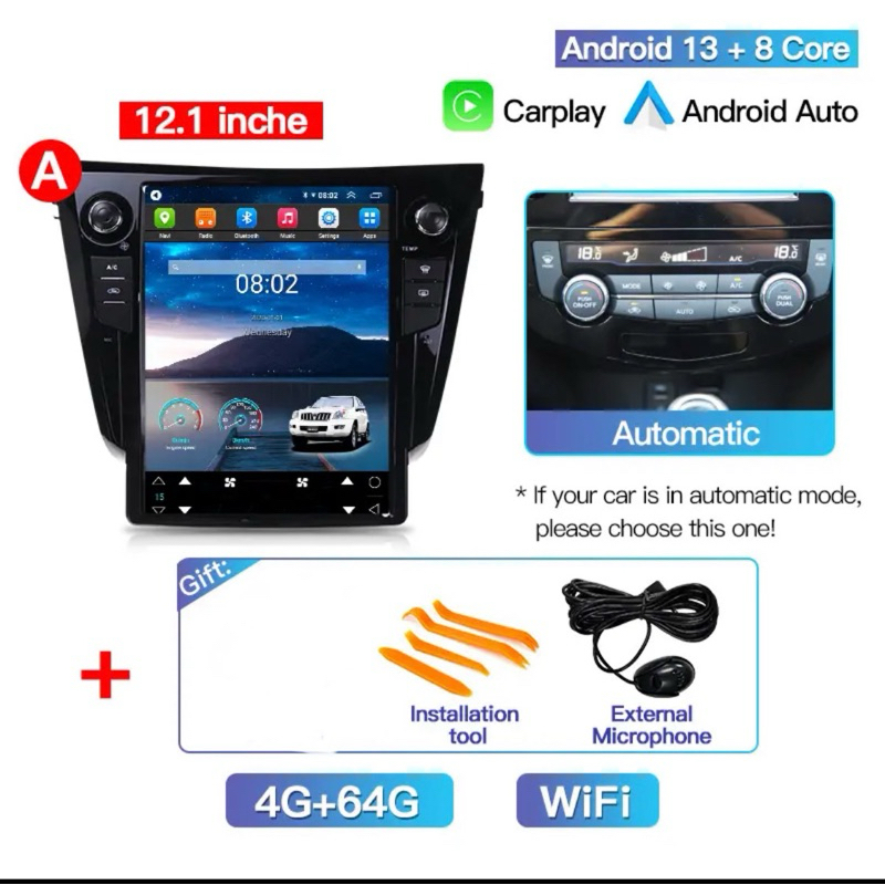 Head Unit Android 12 “ Nissan Xtrail T32 TESLA STYLE 2014-2017