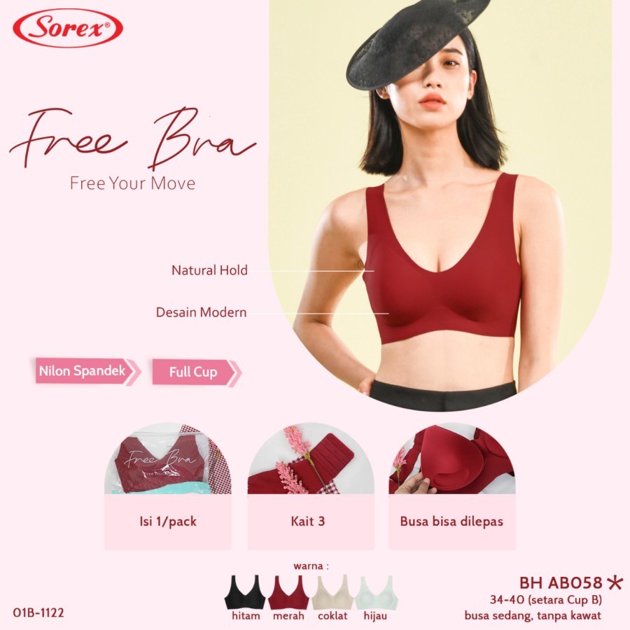 Bh bra seamless sorex sorex AB 057 tali kecil, 058 tali lebar tanpa kawat