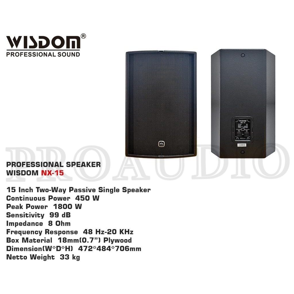 Speaker Pasif Wisdom NX15 NX-15 NX 15 15 Inch Wisdom 2 Pcs Original