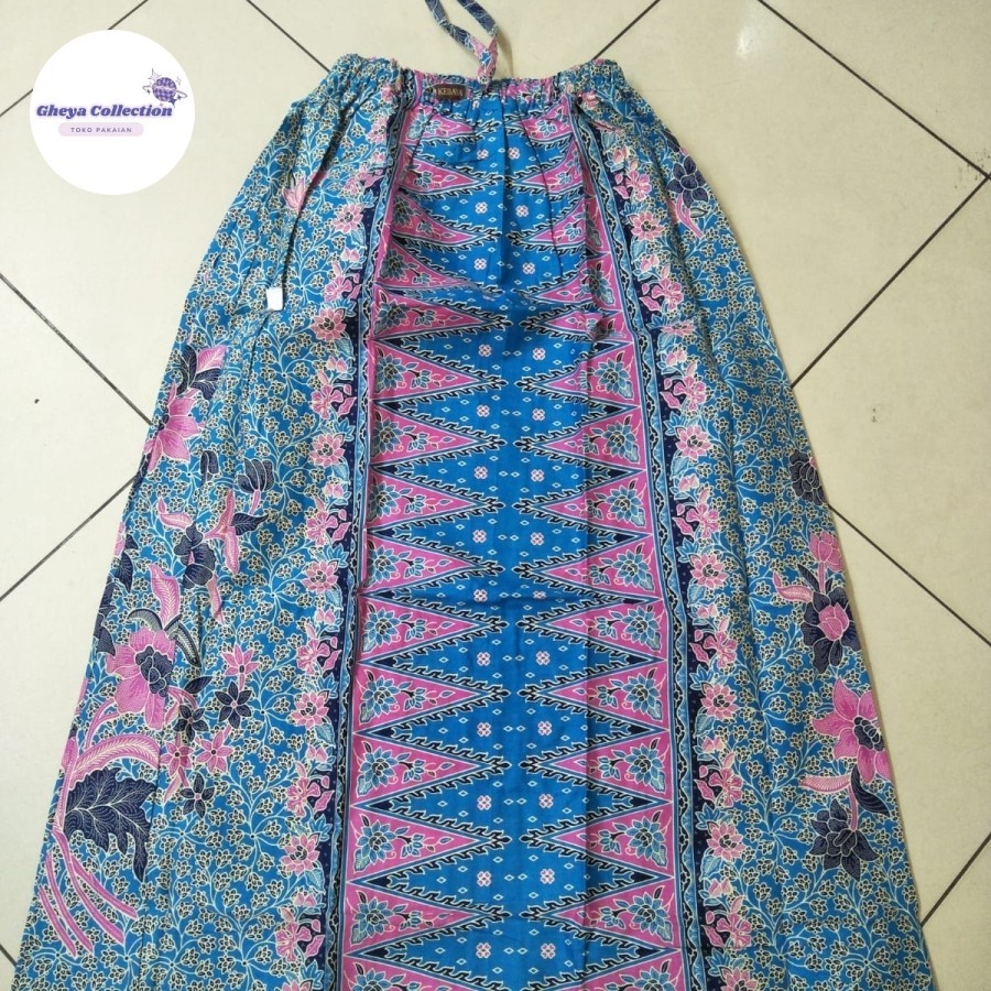Rok Klok Tumpal Dewasa / Rok Klok Batik / Rok Bawahan Kebaya - Biru - Pink, All Size