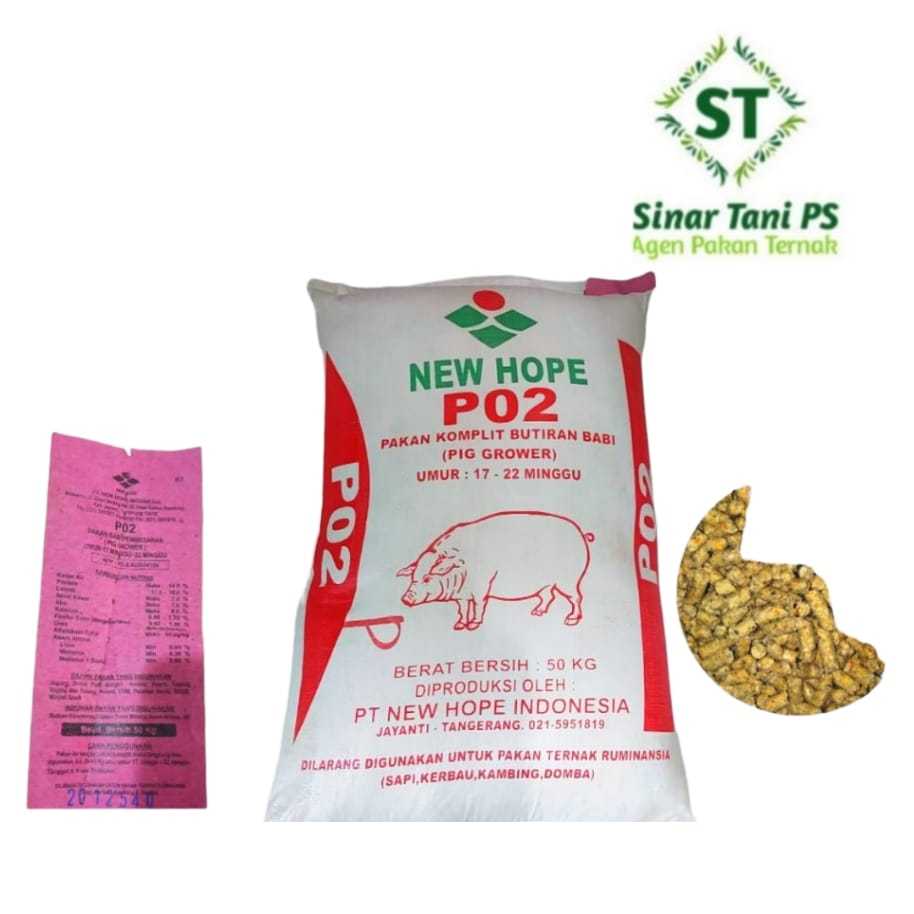 Pakan Ayam New Hope PO2 Pur Unggas Ayam Babi Pelet Repack 1kg