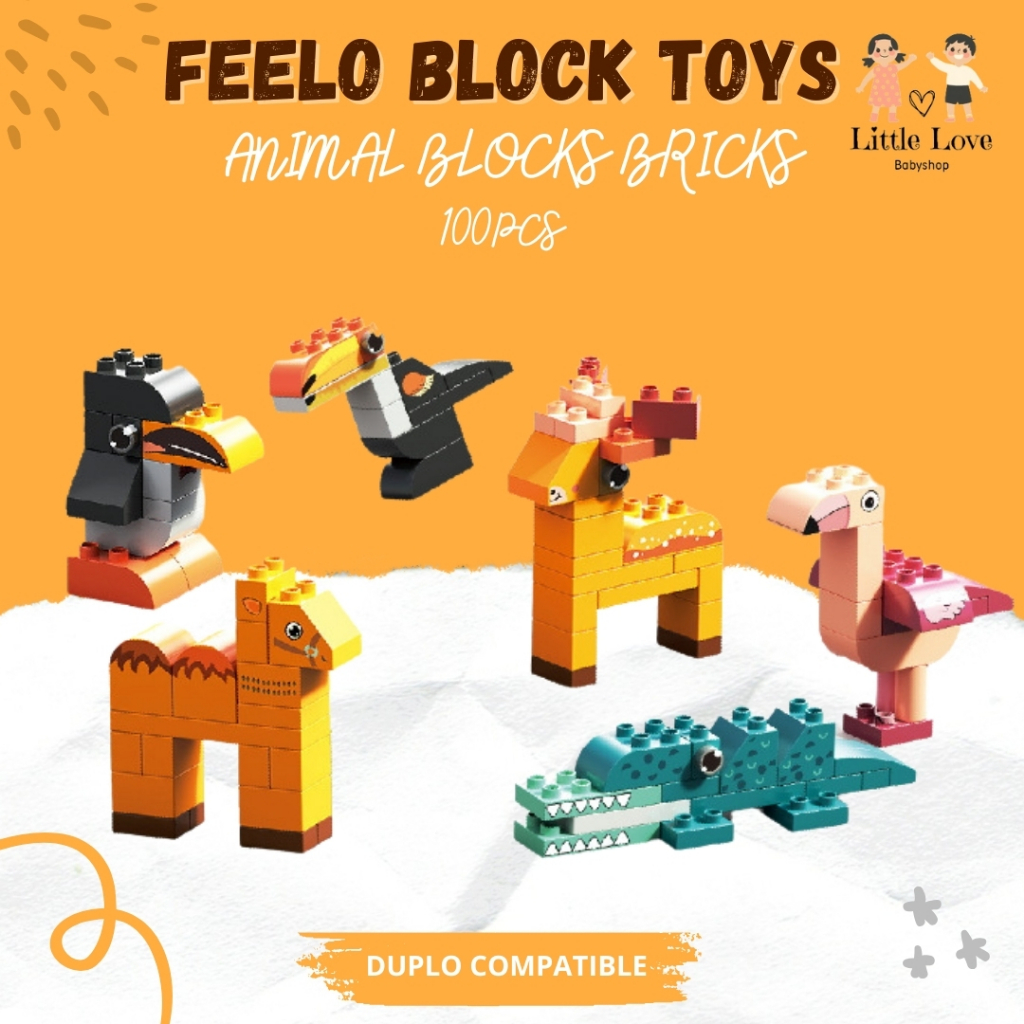 Feelo Compatible Duplo Feelo Animal Blocks Bricks 100pcs / 102 pcs