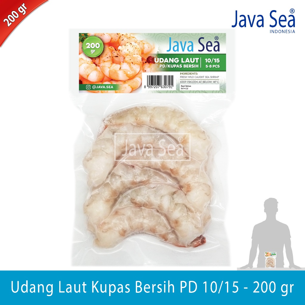 

Udang Laut Kupas Bersih PD 10/15 pack 200gr Java Sea