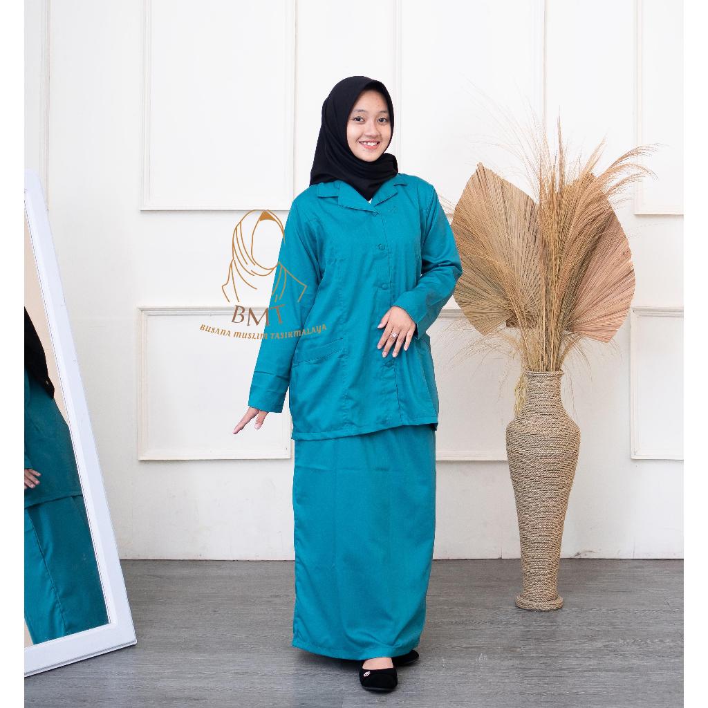 Seragam PKK Polos Hijau Tosca Setelan Baju PKK Nasional Hijau Tosca