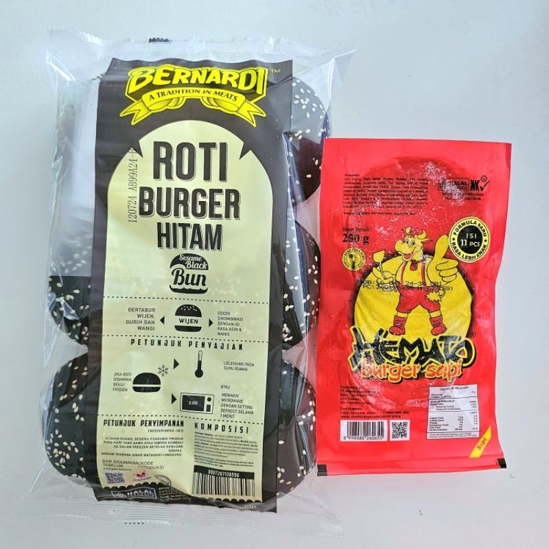 

(PAKET) BERNARDI burger hitam wijen + HEMATO isian burger 10s