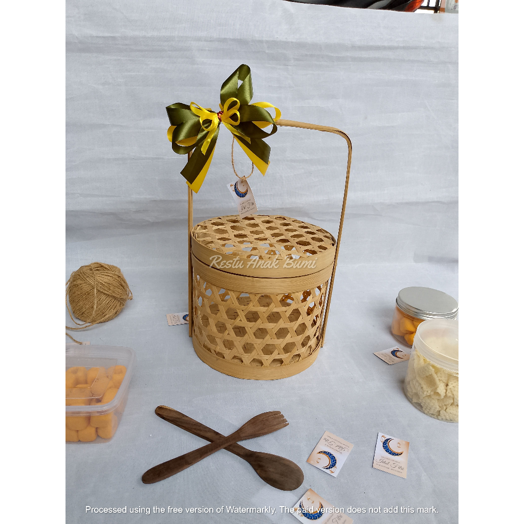 

B076 (Ramadhan Series) Toples Motif Hexagonal 20cm x 18cm Pita l kue kering l kemasan l packaging l hampers lebaran l wadah kue kering l hampers murah
