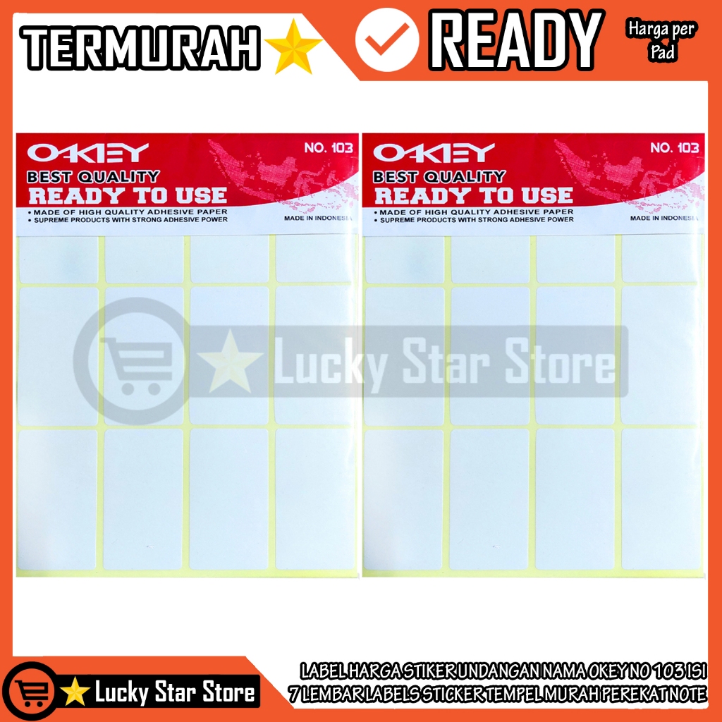 

LABELS STICKER TEMPEL STIKER UNDANGAN NAMA LABEL HARGA OKEY NO 103 ISI 7 LEMBAR MURAH PEREKAT NOTE TIPE EX TIPEX KERTAS NEMPEL LEBEL LEBELS POLOS TULIS TEMPELAN ALAT PERLENGKAPAN STATIONERY FOTOCOPY