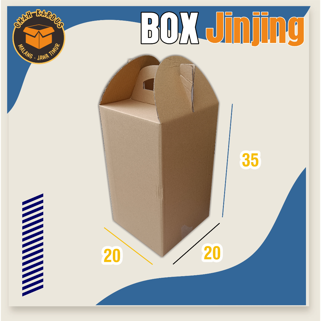 

Box Jinjing POLOS 20x20x35 cm | Kardus takeaway | jinjing/tenteng | kardus buah | hampers | sembako