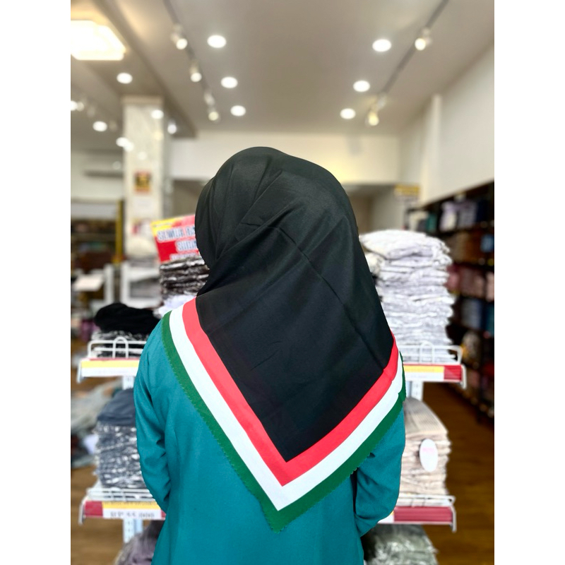 Segi 4 Hijab Palestina Motif Sorban Voal Premium // Jilbab Palestina Polos