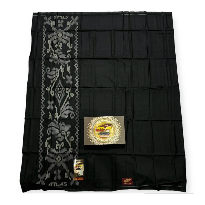 Sarung ATLAS Premium Tumpal kembang Hitam Polos