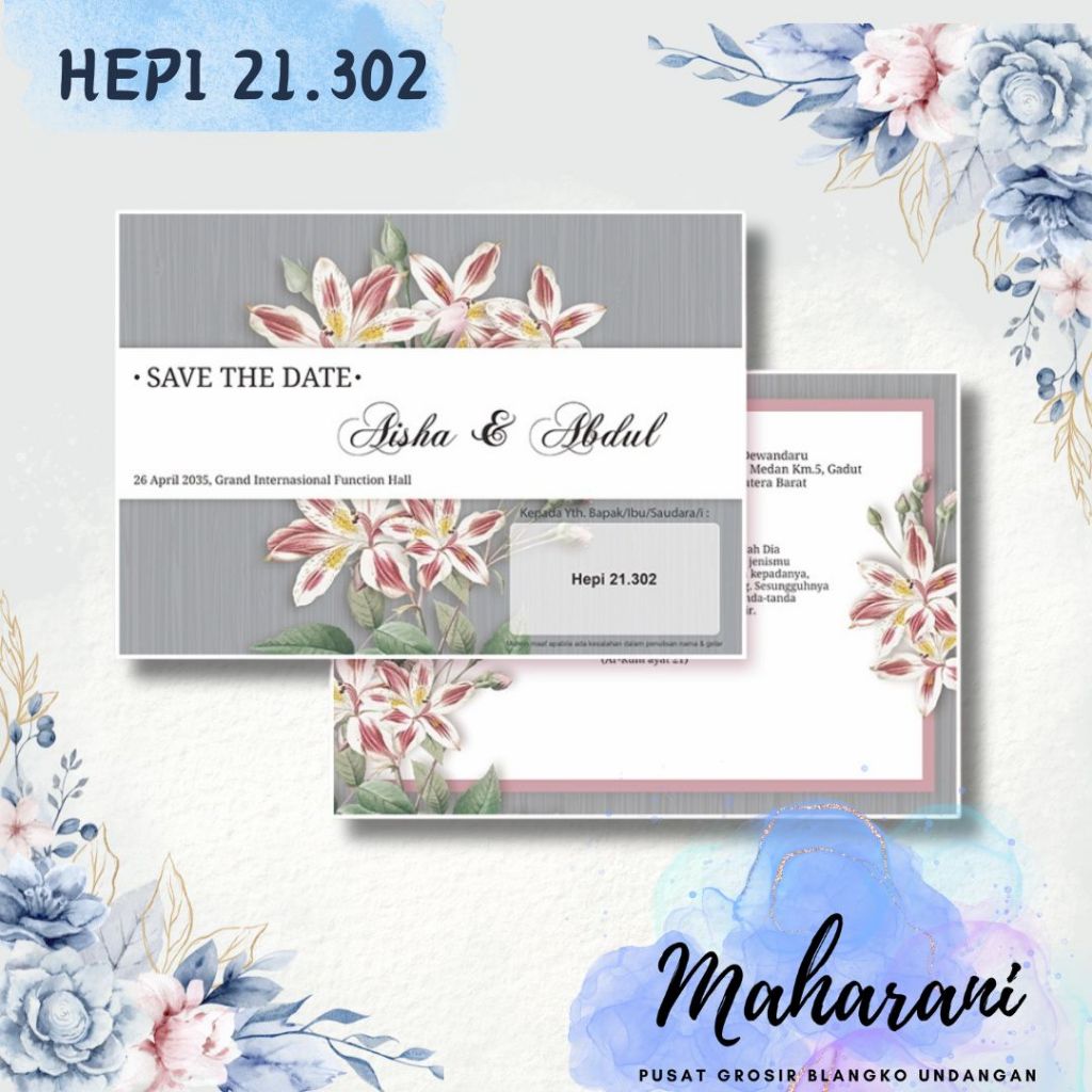 Blangko undangan atau kertas undangan pernikahan merek Hepi 21.302 dengan bahan kertas BC premium de