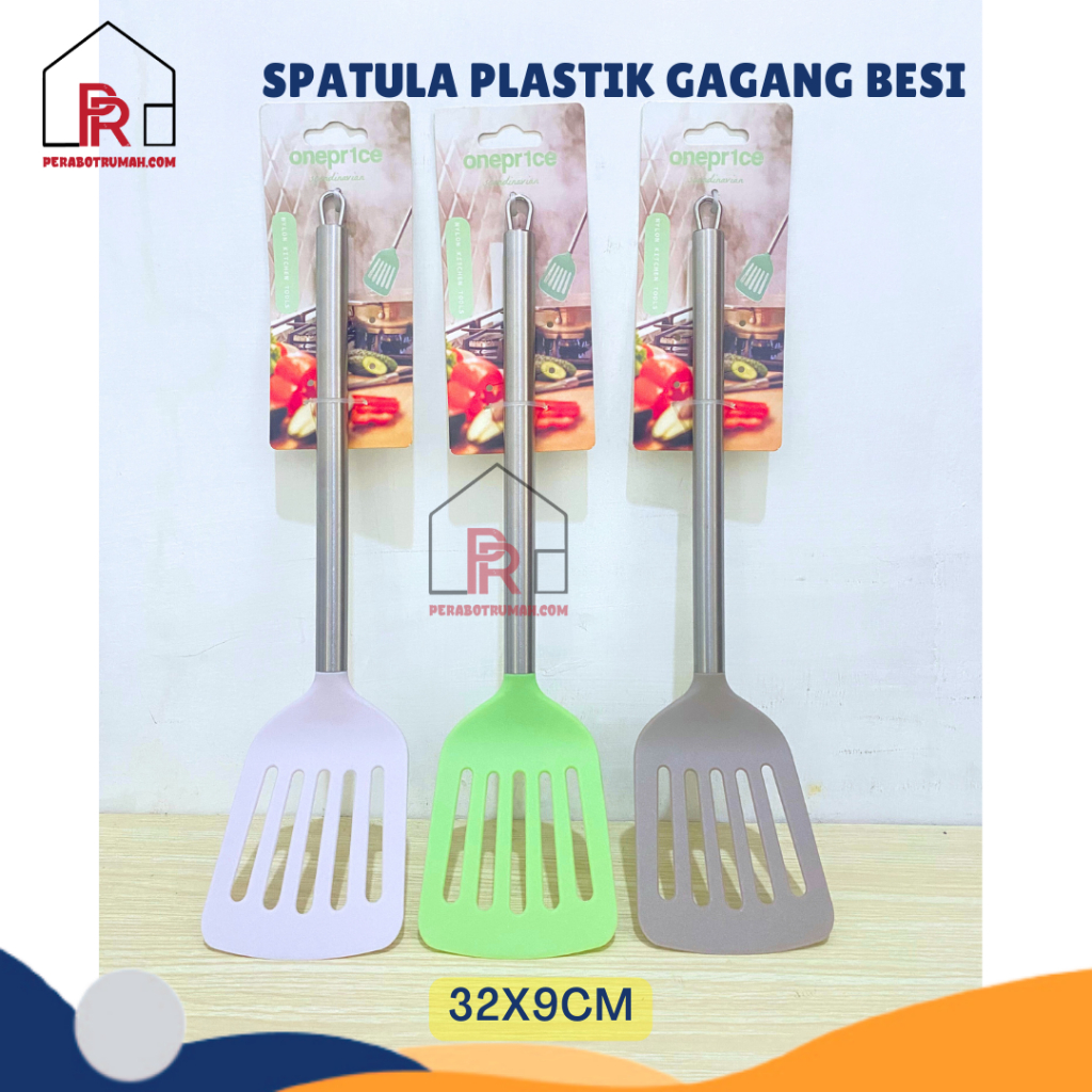 Spatula Plastik Nylon Gagang Stainless / Sodet Sutil Alat Penggoreng Tahan Panas