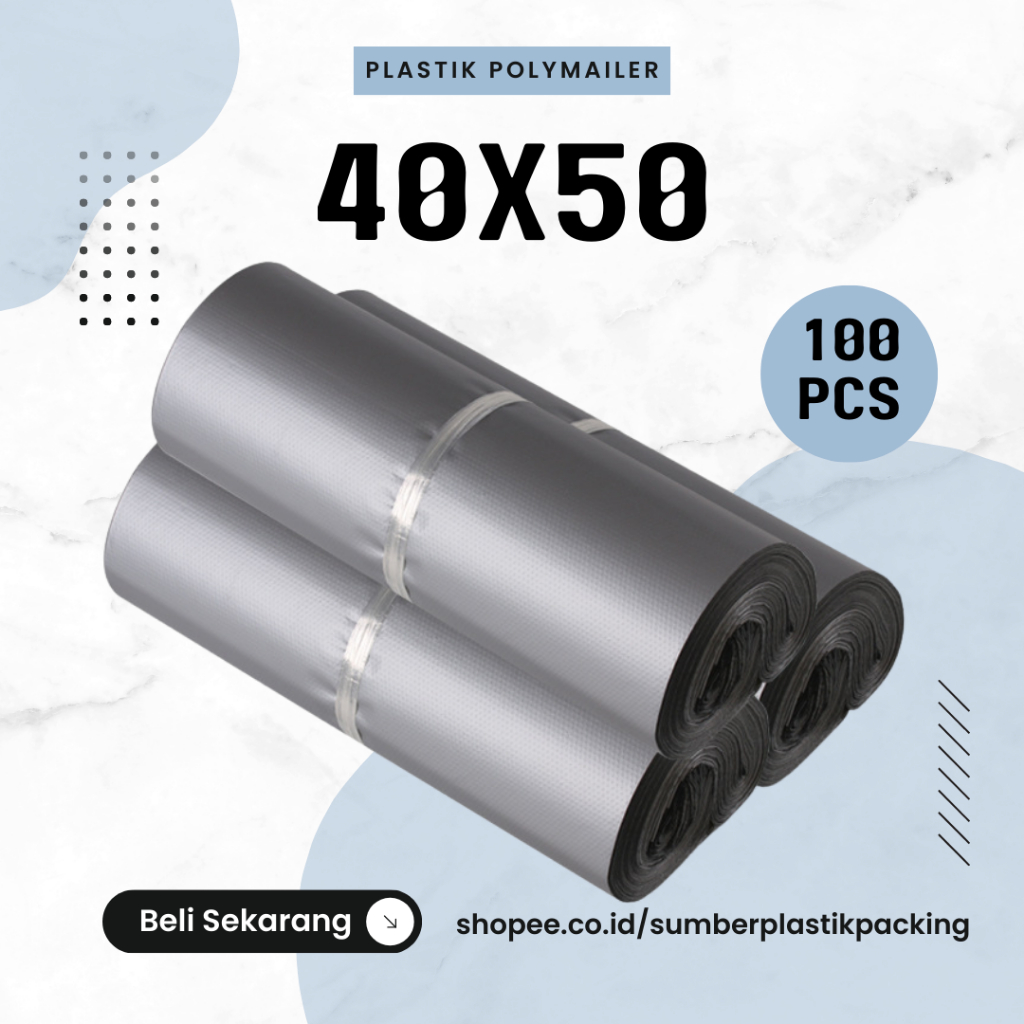 

Plastik Polymailer 40x50cm isi 100 Warna SIlver | Plastik Packing Baju/Dress/Grosir/Retail | Plastik Packing Ukuran Besar