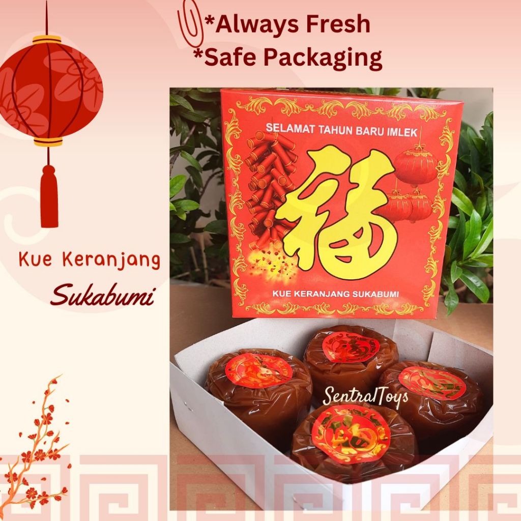 1kg Pakai Kotak Merah Kue Keranjang Sukabumi 1kg isi 4pcs / 1kg  isi 2pcs Jenang Dodol Cina Ti kwe I