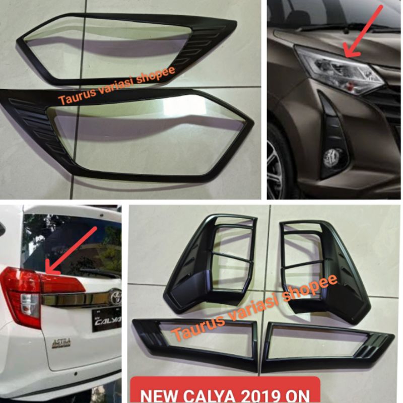 Garnis/Cover pelindung Lampu headlamp Depan+ stop Belakang Mobil New Calya/Sigra facelift 2019/2020/