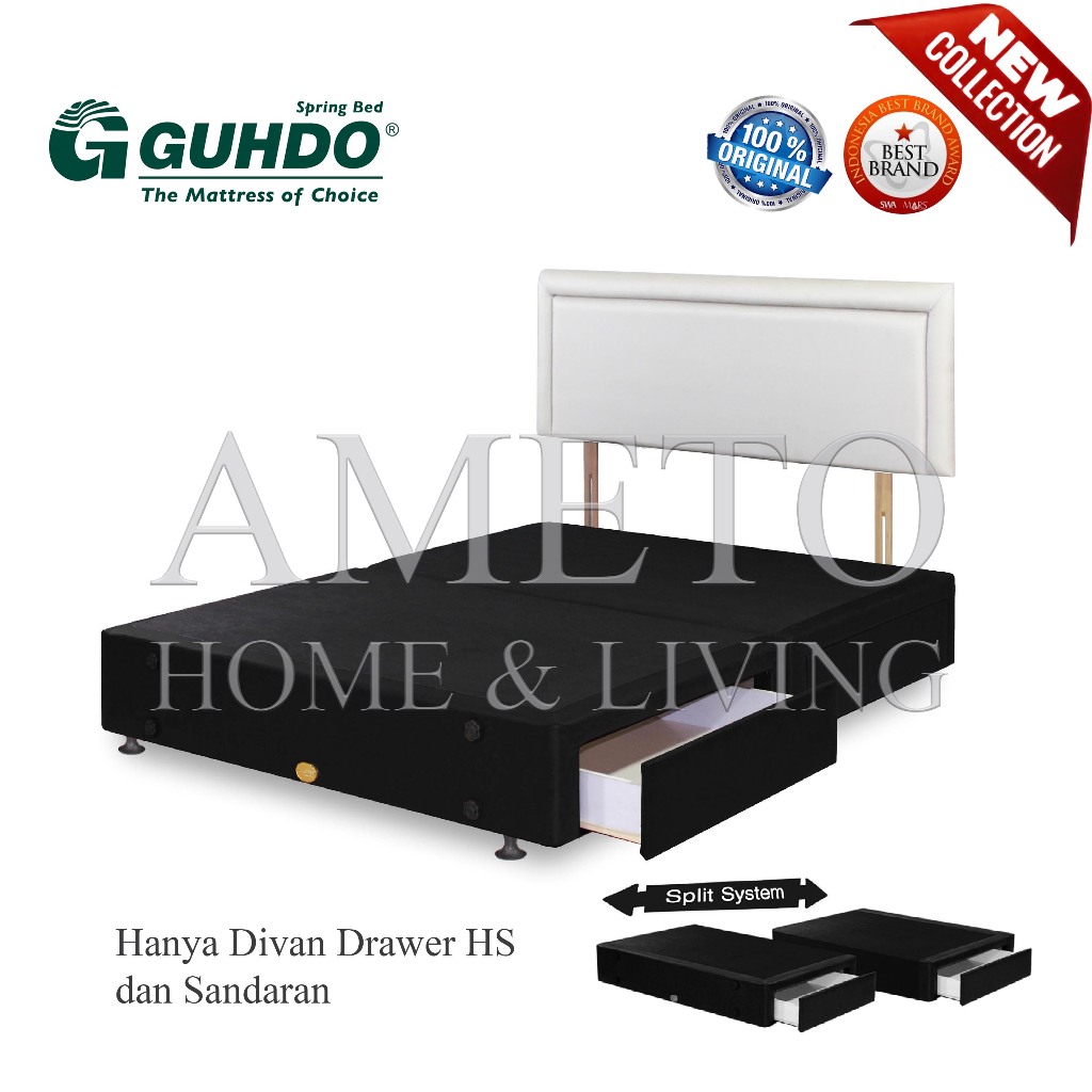 Divan Sandaran Guhdo 160x200 BS Drawer Laci HS Prospine (Tanpa Kasur)