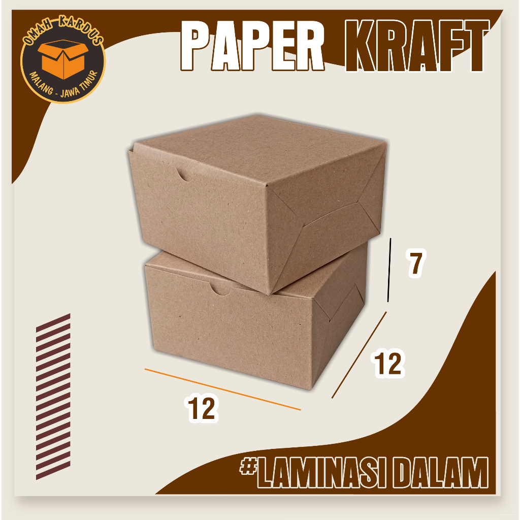

Kemasan Kraft 12x12x7 cm | KUE | NASI BOX | Box Donat | laminasi Bagian dalam | box food | Craft eco | Box Makanan | Box donat