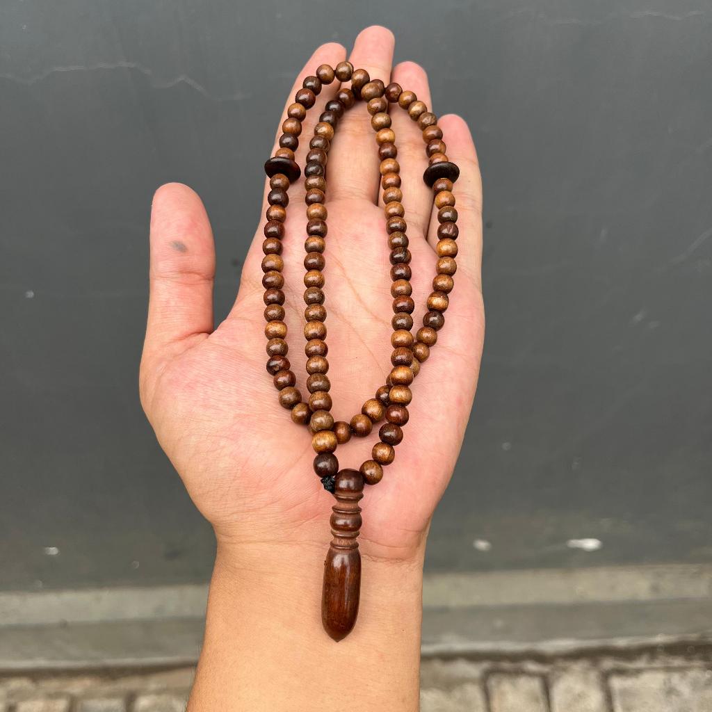 Kalung Tasbih Muslim Kayu Stigi 99 Butir Tasbeh Setigi Variasi Liontin