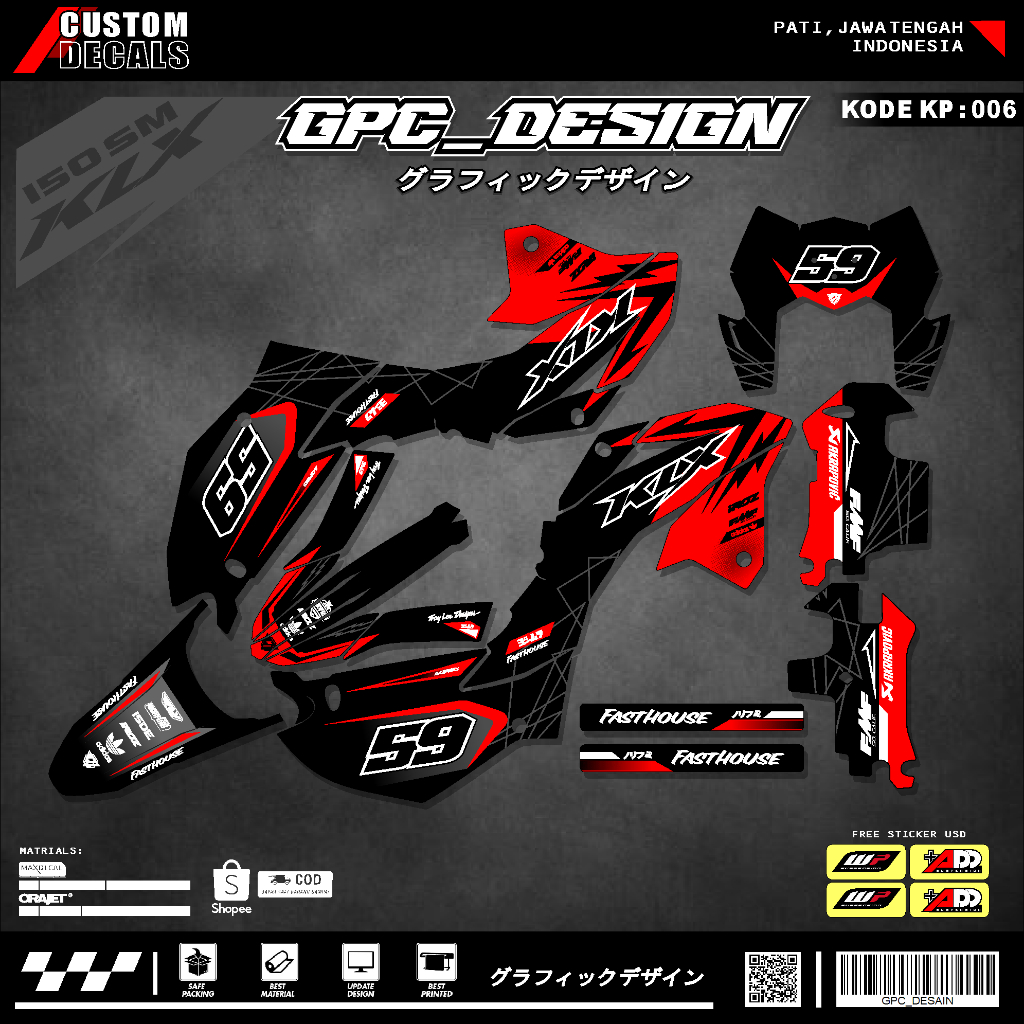 Stiker Decal KLX 150 SM Full Body Terbaru 2023 - 2024 DECAL KLX 150 SM HITAM /DECAL KLX 150 NEW / DE