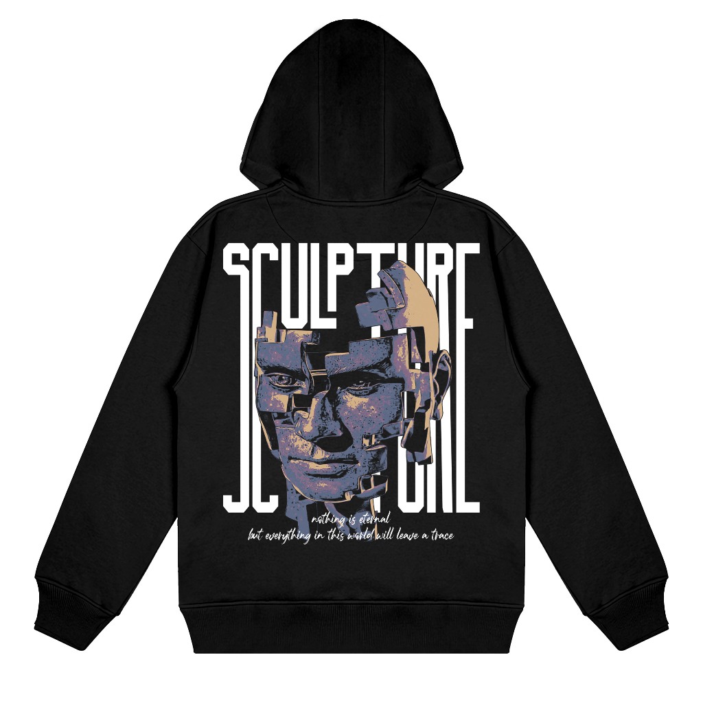 Hoodie Hitam Sculpture Cotton Fleece 280Gsm BGNAPPRL