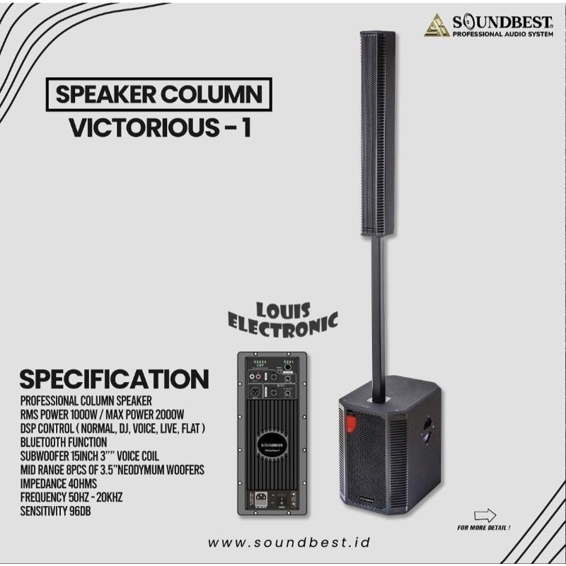 Professional Column Speaker Aktif Subwoofer 15 Inch SOUNDBEST VIctorious 1