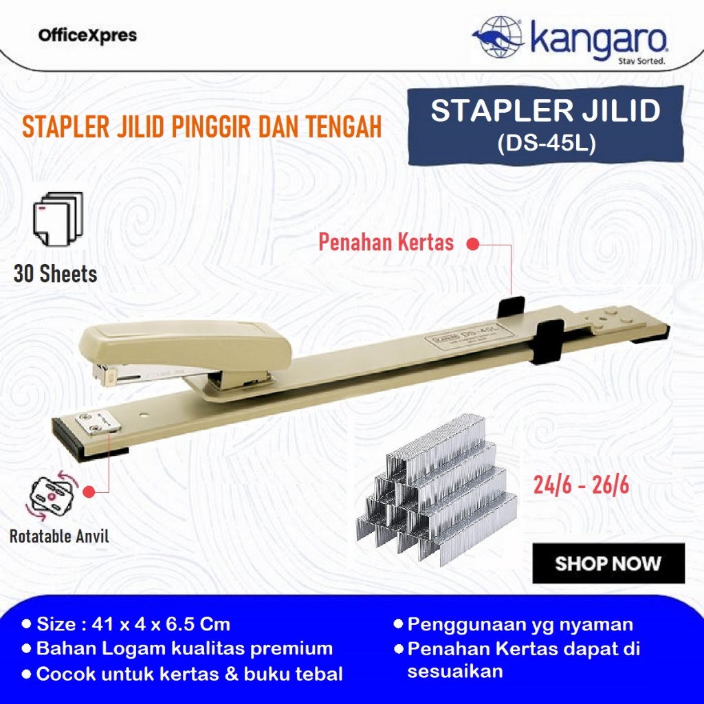 

Stapler Jilid Tengah / Heavy Duty DS 45L / Long Stapler