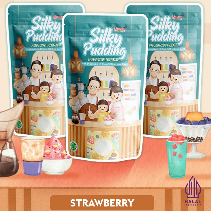 

300gr Bianca Lotus Strawberry Silky Pudding Premix (tepung instan pudding)