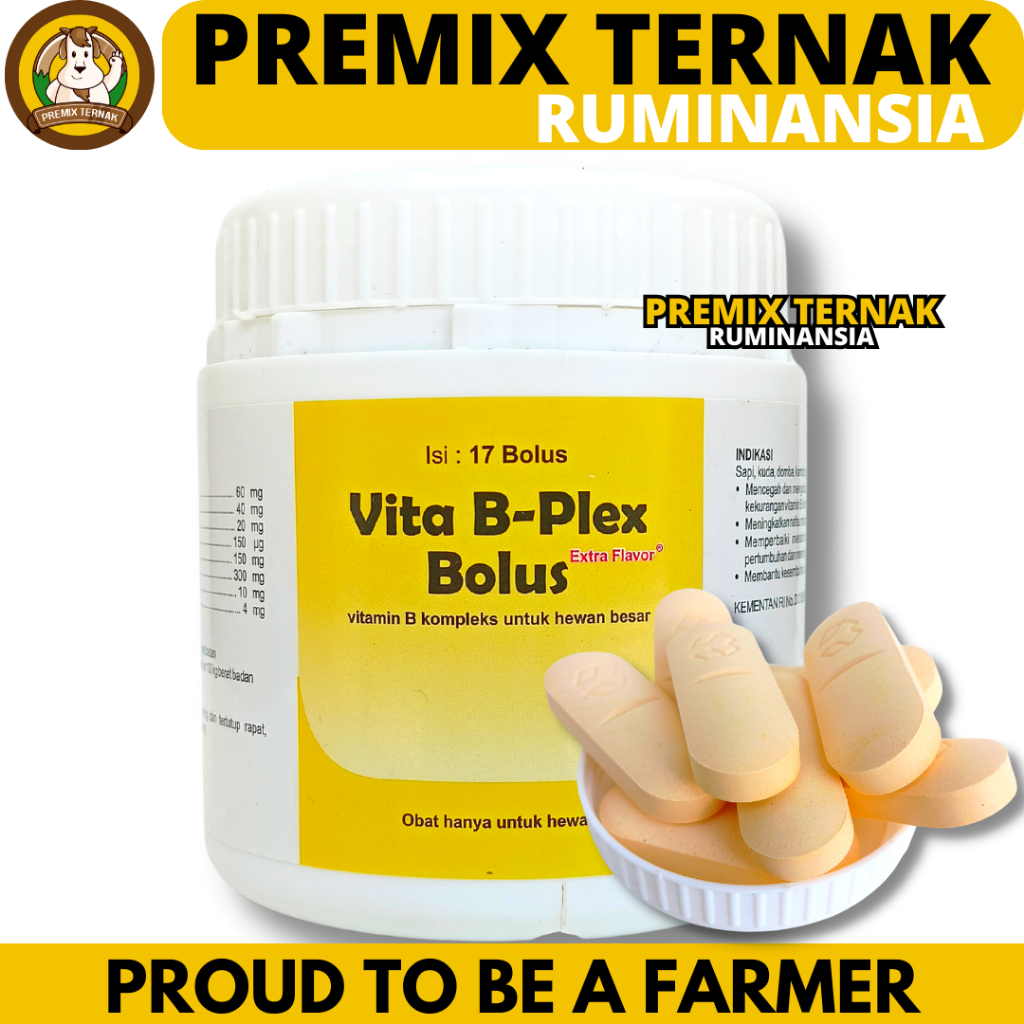 VITA B PLEX BOLUS 1 POT (17 BOLUS) MEDION - Vitamin B Complex Bolus Untuk Ternak Sapi Kambing Domba