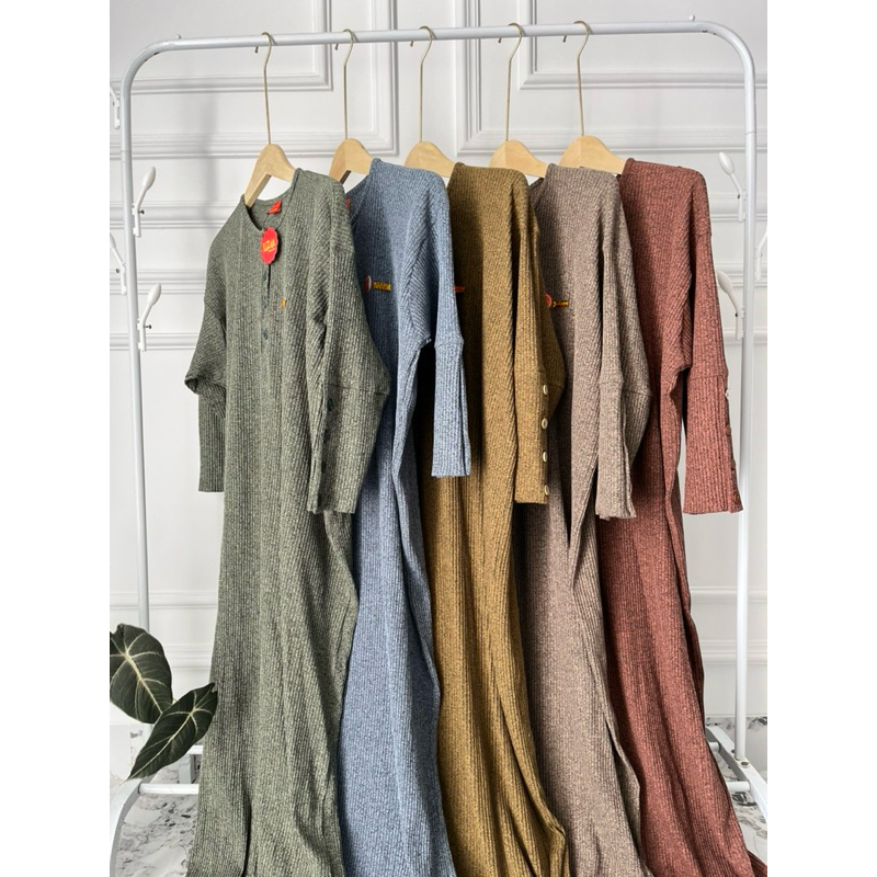 Gamis Inara Kekinian Terbaru Bahan Kaos knit Full Katun