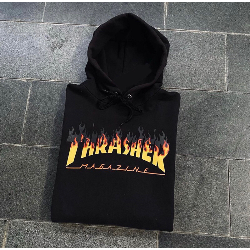 HOODIE JACKET THRASHER - FLAME LOGO BBQ