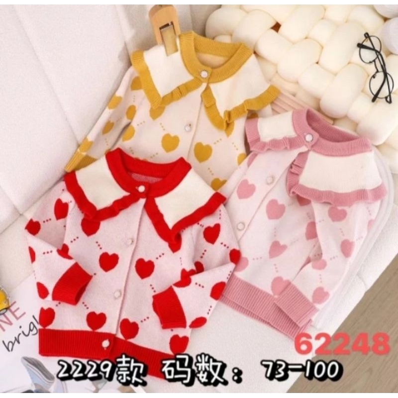sweater cardigan rajut kerah anak perempuan ori import