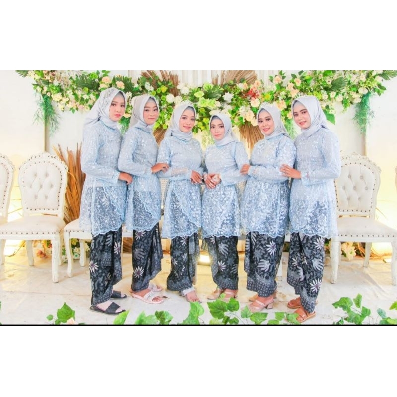 6pcs kebaya terimatamu kembarmayang biru frozen denim  bekas preloved