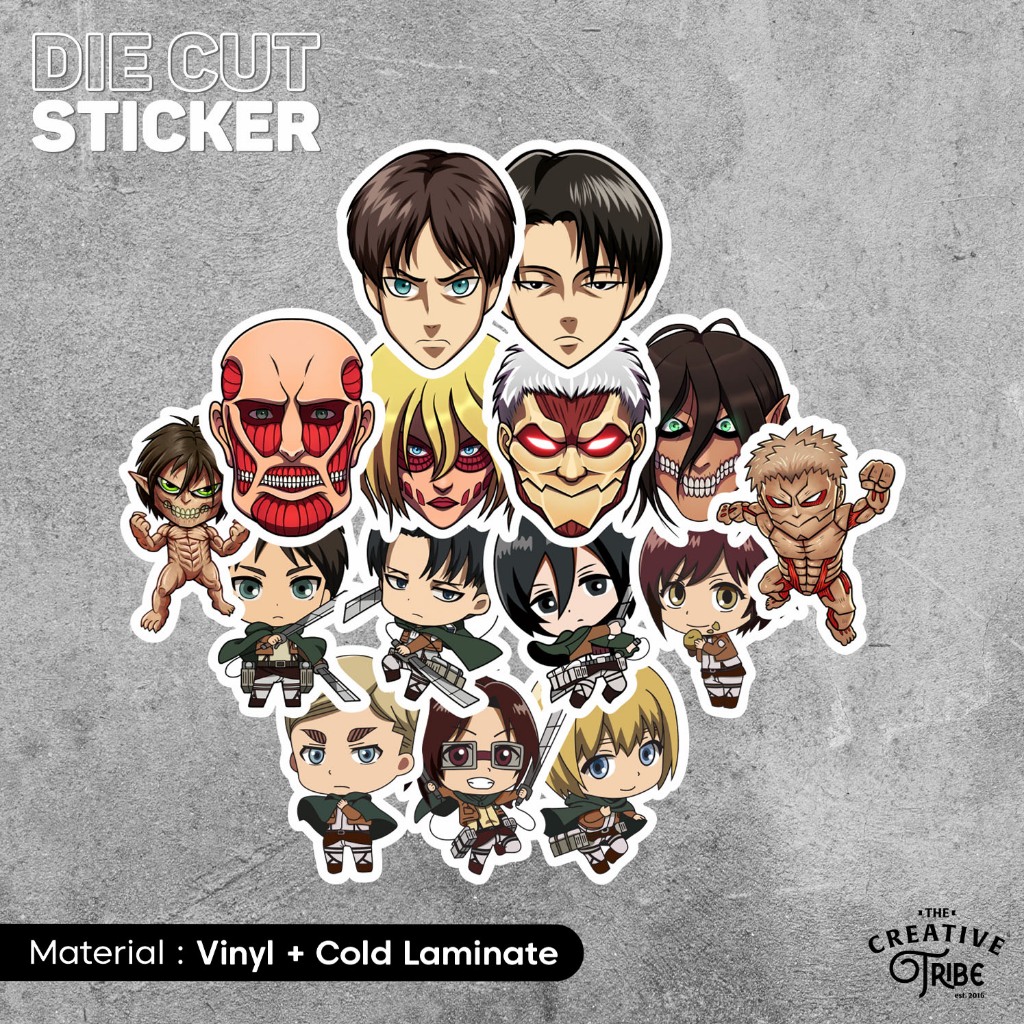 

Attack on Titan - Sticker Vinyl Die Cut - Stiker Laptop Motor Mobil Botol Slap Anime Levi Mikasa Eren