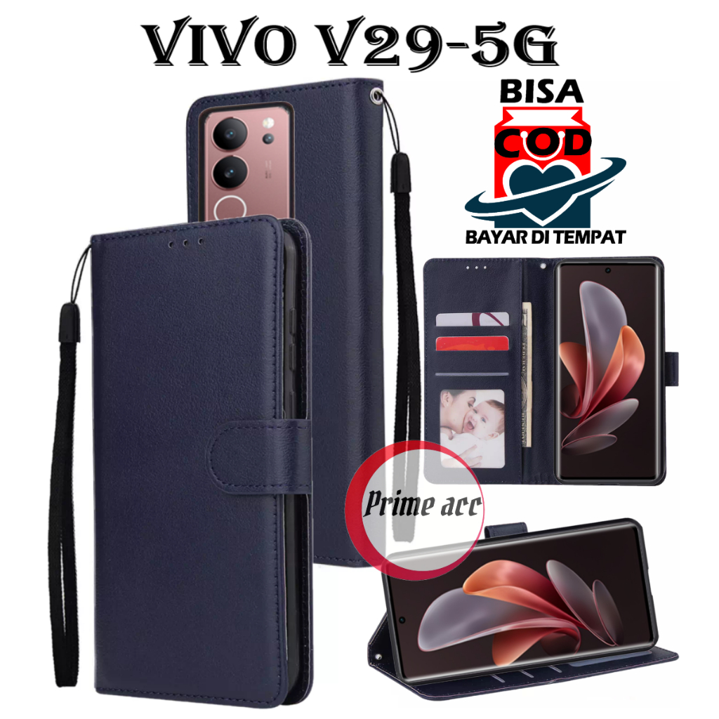 VIVO V29-5G FLIP LEATHER CASE PREMIUM / FLIP WALLET KULIT UNTUK VIV V29-5G / SARUNG DOMPET KULIT UNT