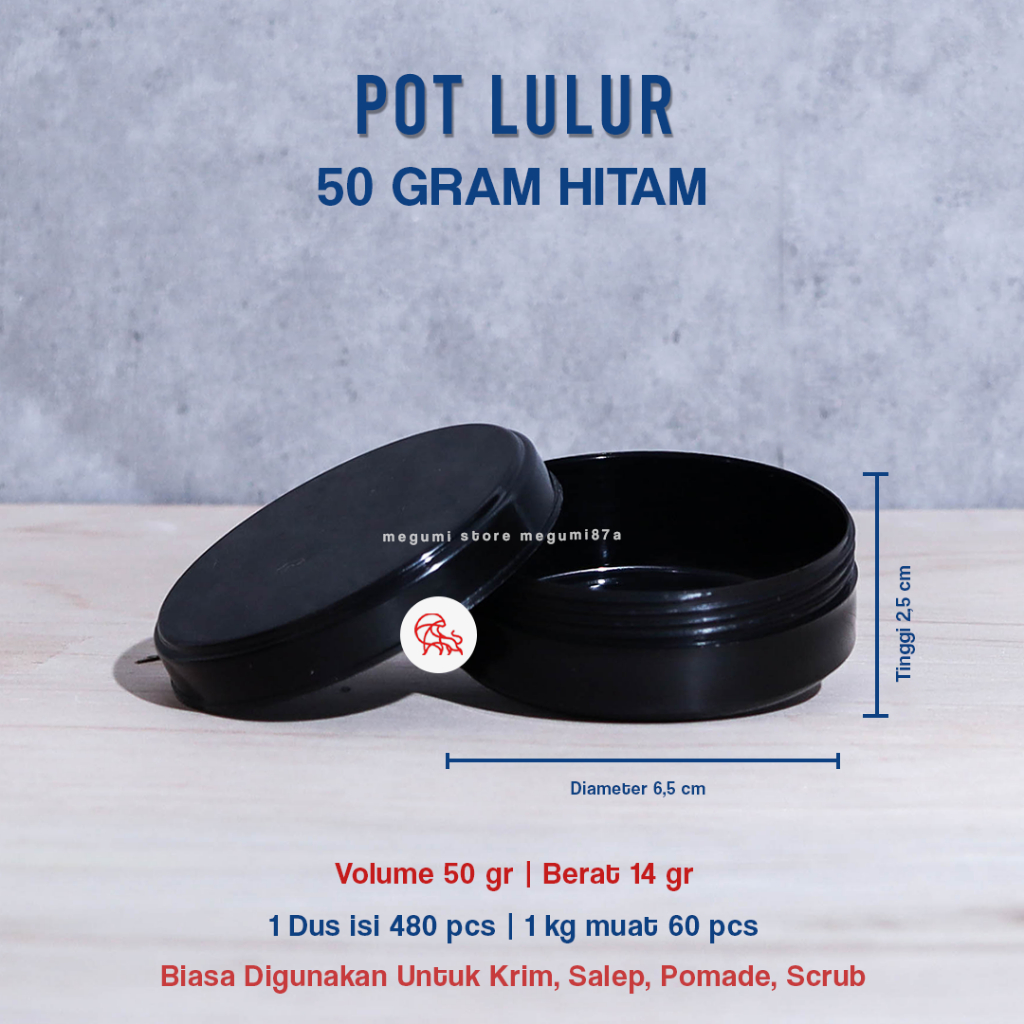 Pot POMADE wadah lulur pot lulur 50gr hitam