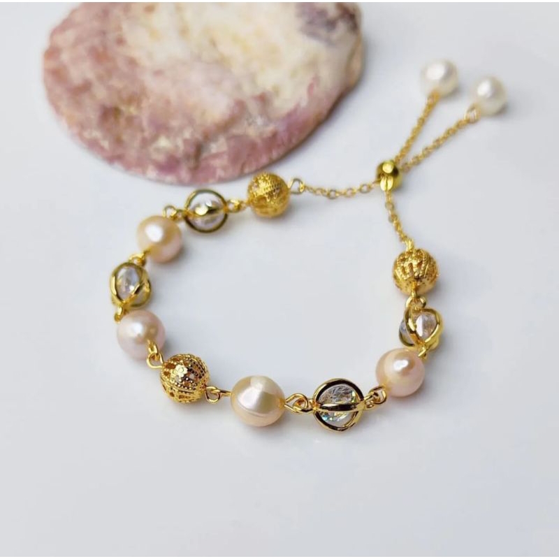 gelang serut mutiara tawar asli lombok || gelang mutiara