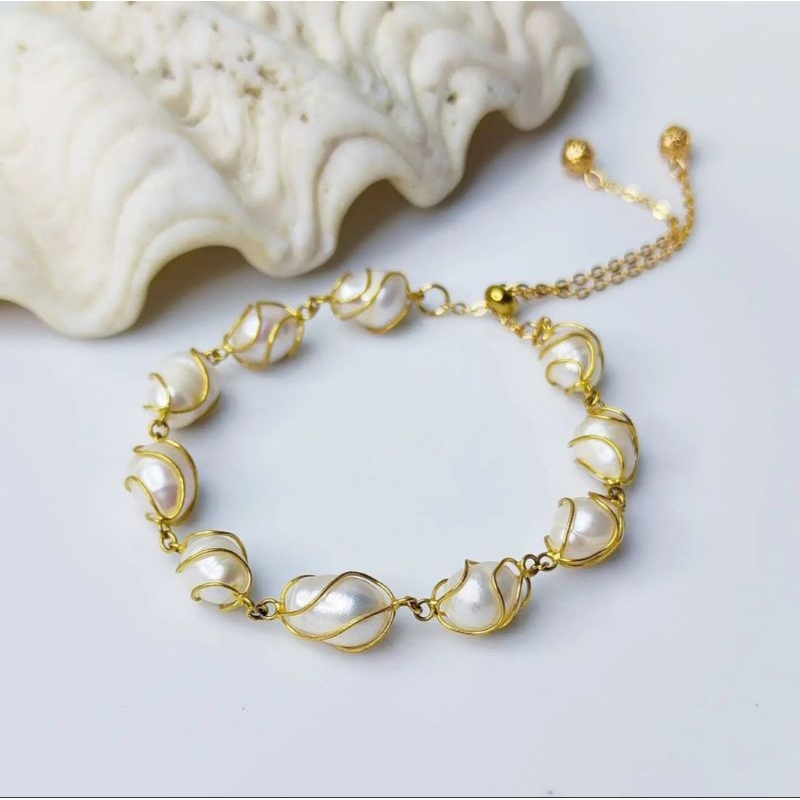 gelang serut paloma mutiara tawar asli lombok || gelang serut mutiara