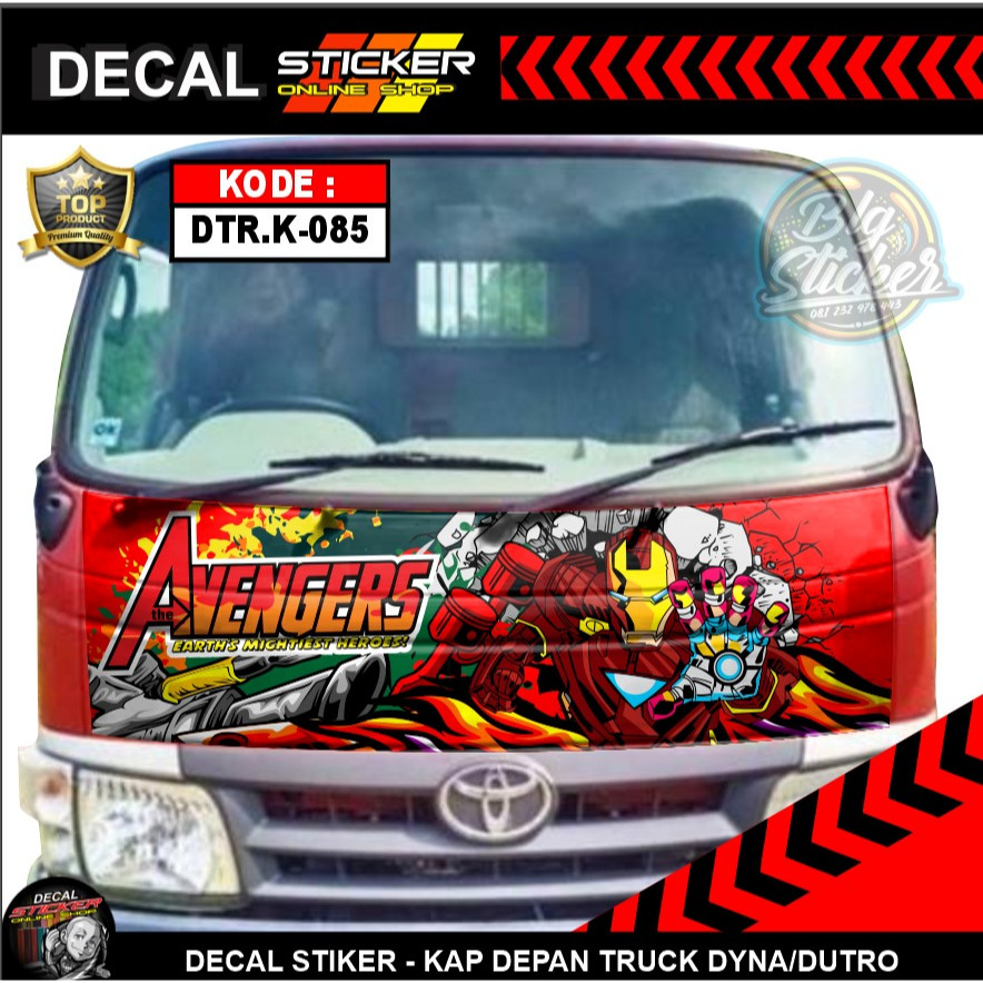 STIKER MOBIL KAP DEPAN TRUCK DYNA DUTRO DECAL PRINT VARIASI KARAKTER AVENGERS