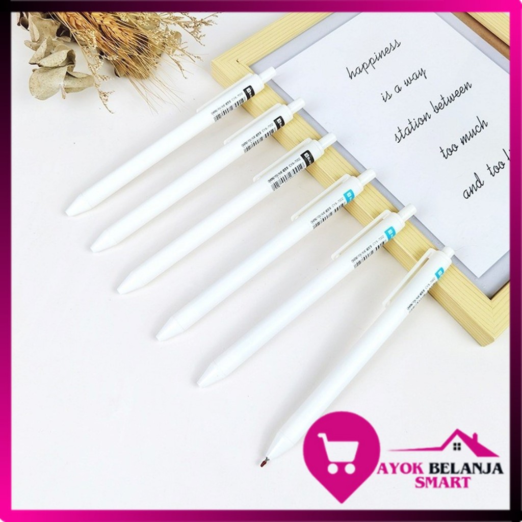 

ABS Pena Cetekan Polos Putih Pena Gel 0.5mm Pulpen Warna Tinta Hitam Biru Alat Tulis Sekolah Kantor Pen Warna Putih Bolpoint Polos Murah
