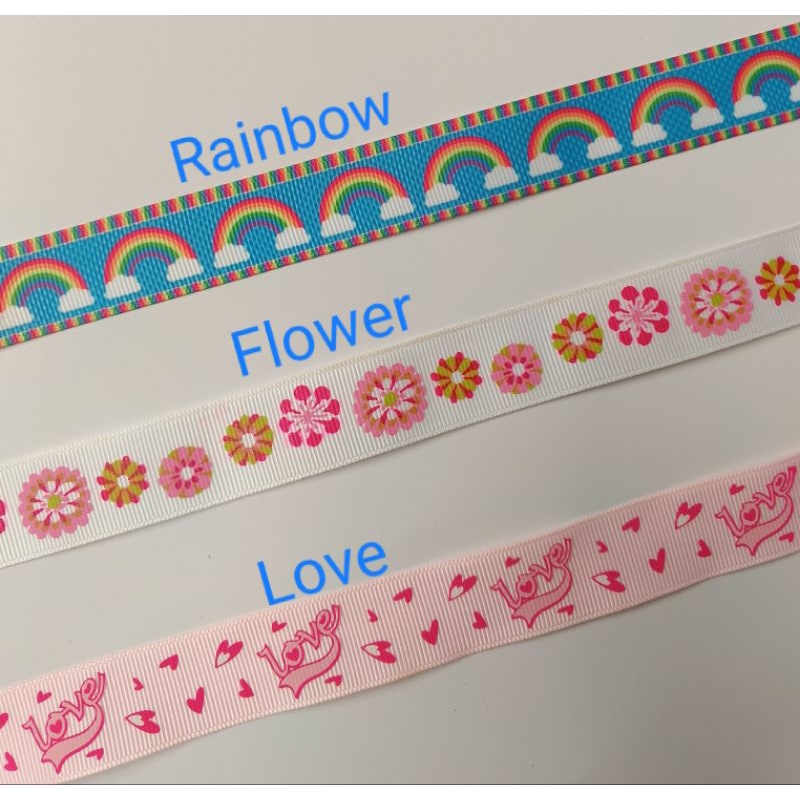 

Pita Grosgrain Import 2,2cm Rainbow - Flower - Love