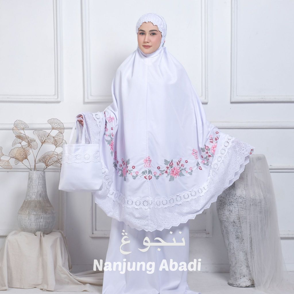 Mukena Katun Putih Nanjung Abadi Mukena Syahfa Bordir Padang