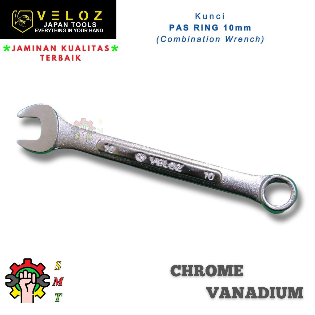 Kunci Pas Ring 10mm VELOZ / Kunci Ring Pas 10mm Chrome Vanadium Steel Veloz SMT Surabaya