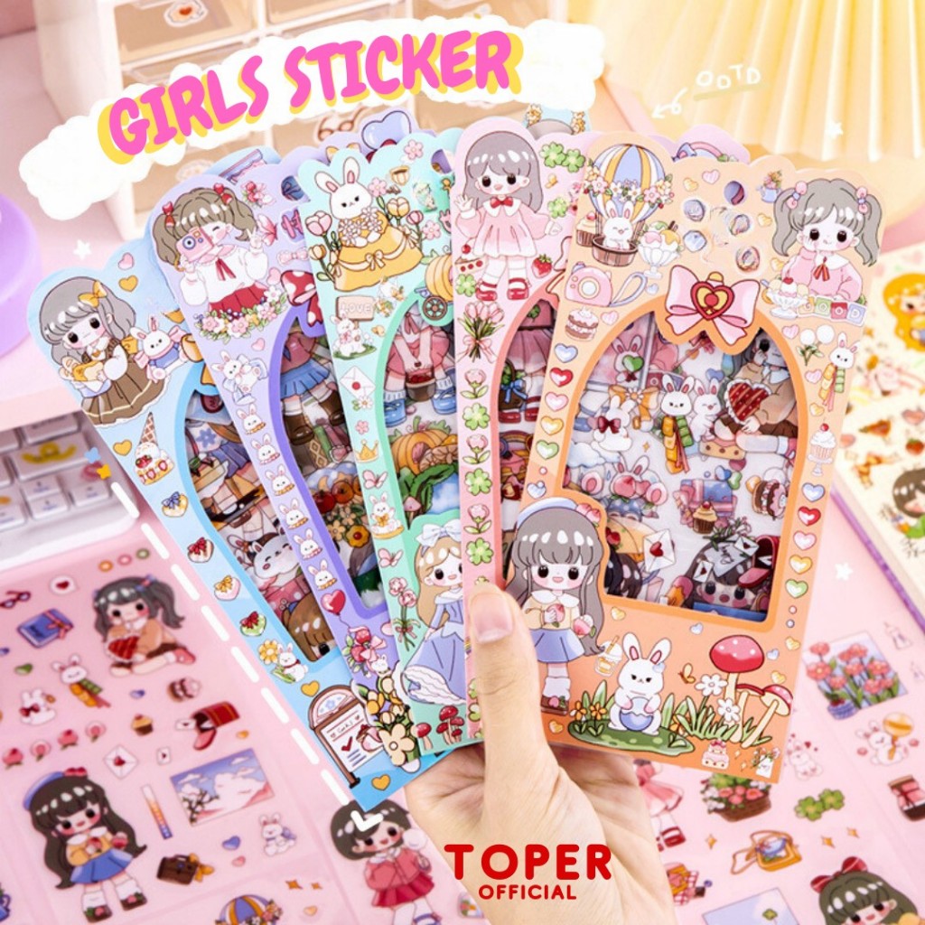 

TOPER Sticker DIY Set 4 Lembar Stiker Jurnal Journal Scrapbook Dekorasi Planner Lucu Full Color Berwarna Waterproof