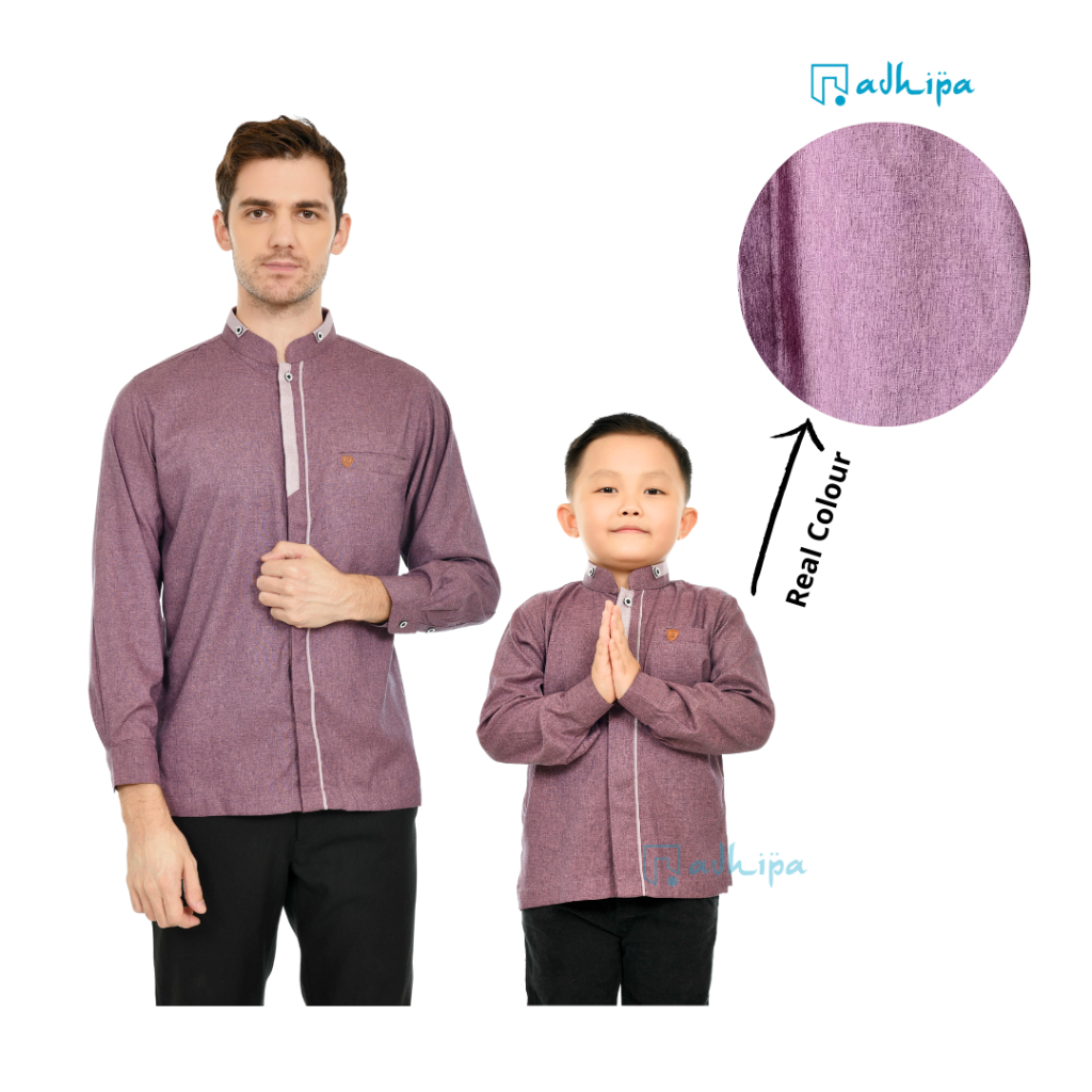 Koko Ayah Anak couple lengan panjang warna Ungu Purple