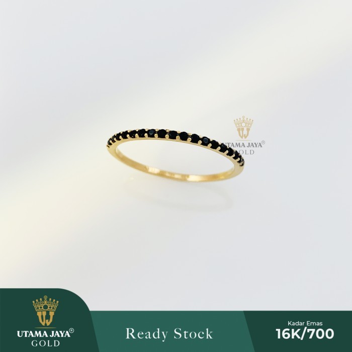 Cincin emas listring stack full mata hitam