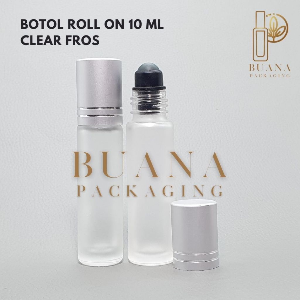 Botol Roll On 10 ml Clear Frossted Tutup Stainles Silver Matte Bola Plastik Hitam / Botol Roll On / Botol Kaca / Parfum Roll On / Botol Parfum / Botol Parfume Refill / Roll On 8 ml