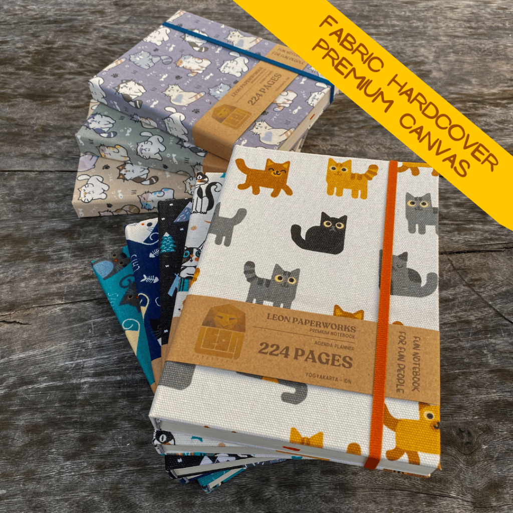 

Notebook Cover Pattern Cat Fabric Canvas Leon Paperworks Agenda Dotted Polos Garis Hardcover A5 A6 Aesthetic Buku Tulis Notes