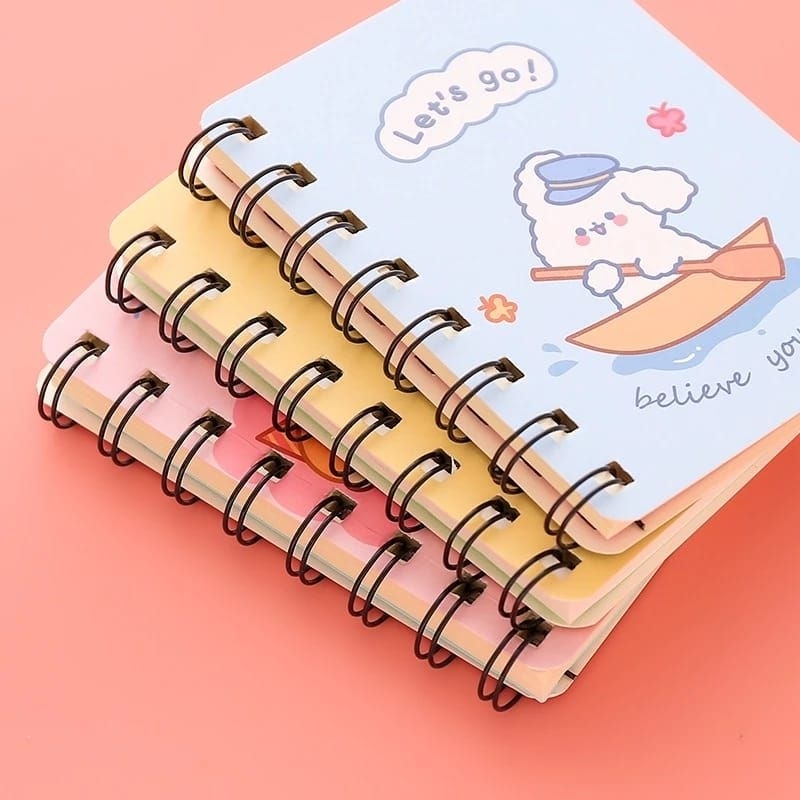 

Notebook Ring Motif Kartun Buku Catatan Memo Spiral Tulis Mini Binder Karakter