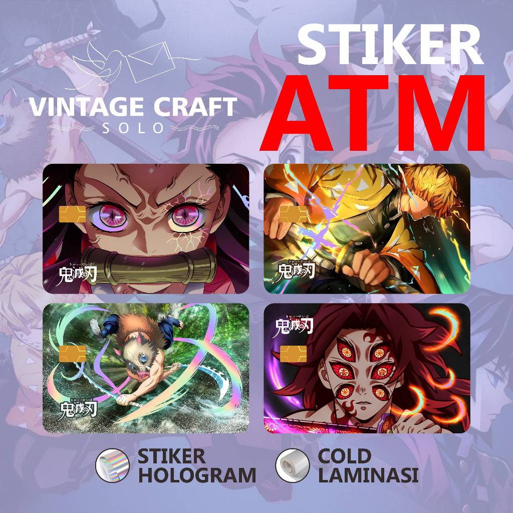 

Stiker Sticker Skin Card ATM Anime Kimetsu No Yaiba Hologram Premium NEW!