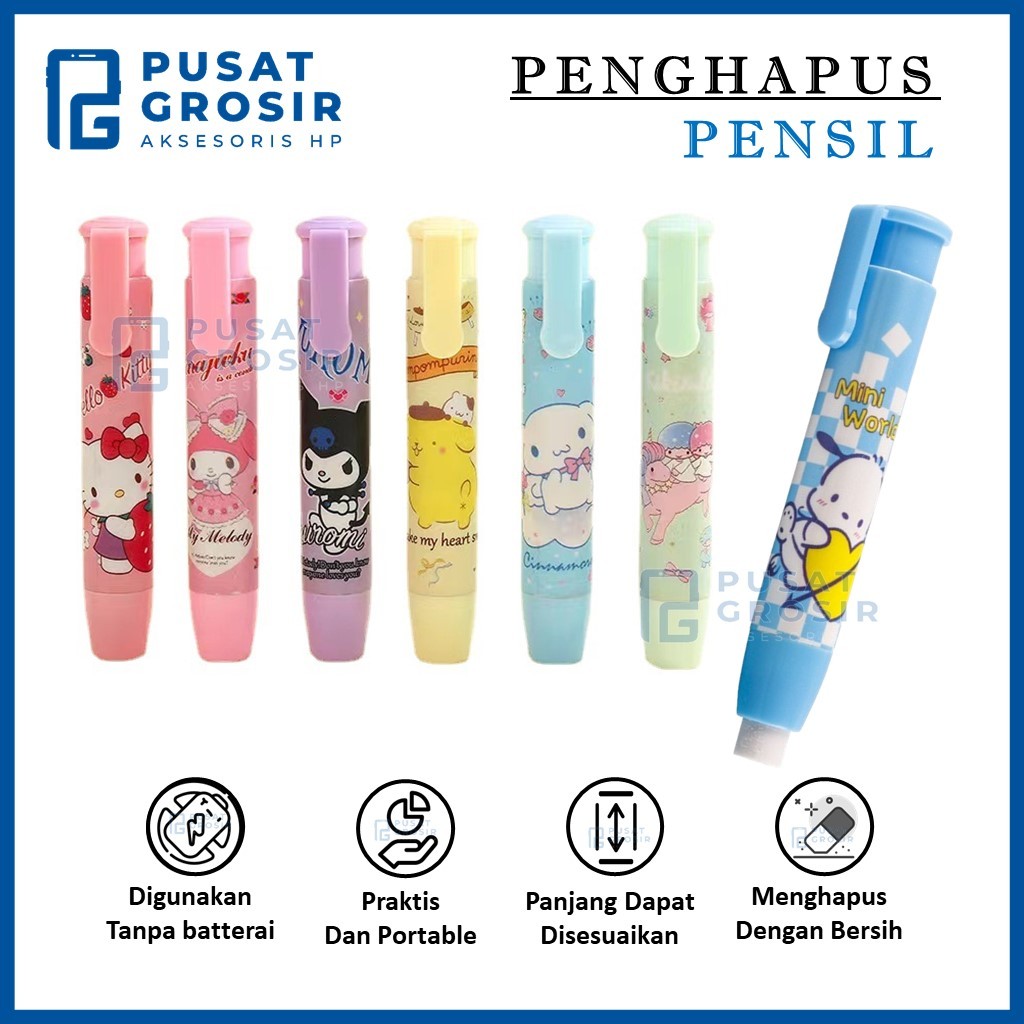 

Penghapus Pensil Mekanik karakter lucu Hapusan tulisan motif kartun Eraser perlengkapan sekolah